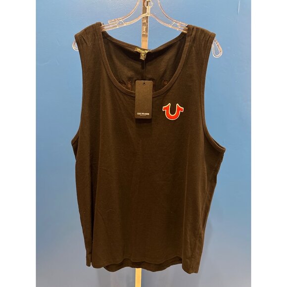 True Religion Mens XL Jet Black JV Logo Tank Top With Buddha Design - Picture 1 of 5